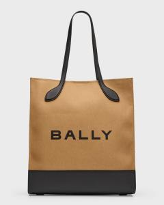 Мужская большая сумка-тоут из ткани и кожи Bar Keep On Bally, цвет Sand Black Oro