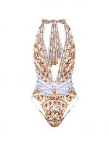 Купальник с V-образным вырезом Camilla, белый