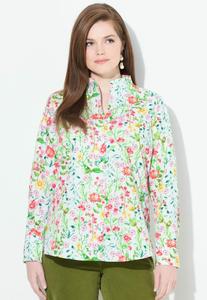 Блуза Ulla Popken FLORAL GOBLET COLLAR, Off White/White