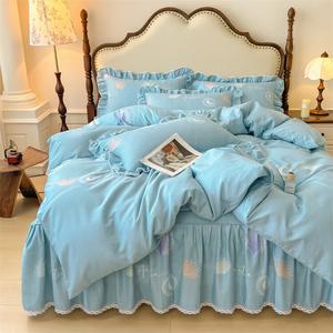 LUOLAI HOME Комплект постельного белья 4 предмета, простыня 180x220 см, пододеяльник 200 см