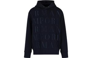 Хлопковый худи с вышитым логотипом EMPORIO ARMANI, синий