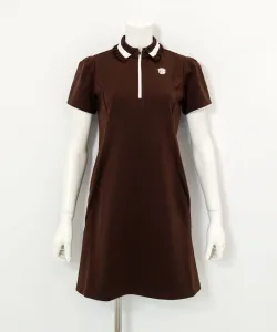 Платье с ребристым воротником и оборками на молнии Archivio, цвет Brown (010)