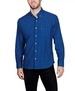 Мужская рубашка с гингем принтом Performance с длинными рукавами Tailorbyrd, синий