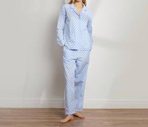 Длинный комплект пижамы из хлопка с узором Swiss Dot в светло-голубом цвете The Sleep Code
