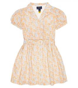 Платье-рубашка из хлопка с цветочным принтом Polo Ralph Lauren, оранжевый