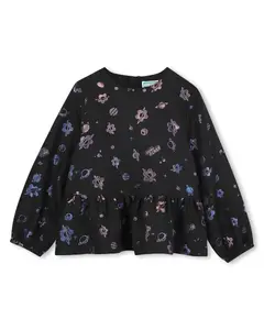 Детская блузка черного цвета с длинным рукавом Kenzo Kids