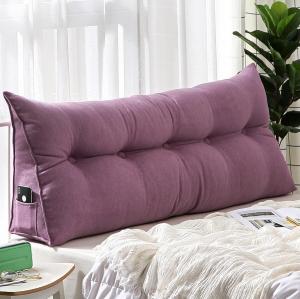 Треугольная подушка-клин для изголовья кровати, съемный чехол и два больших боковых кармана для дивана-кровати или двухъярусной кровати (Цвет: фиолетовый, Размер: Кал Кинг (71 дюйм/180 см)) COZMAX, Purple