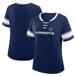 Женская футболка Dallas Cowboys Plus Size Red Zone Athena с V-образным вырезом и шнуровкой Fanatics