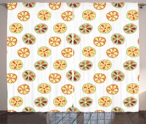 Штора ABAKUHAUS Lemon Rustic, грейпфруты и лимоны, универсальные ленточные шторы для гостиной с петлями и крючками, 280 x 175 см, светло-зеленый, ярко-красный Abakuhaus