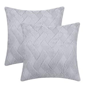 Мягкие плюшевые декоративные наволочки в однотонную полоску, 2 шт., 18 x 18 дюймов Unique Bargains, серый