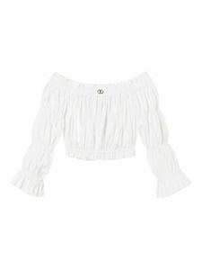 Топ с открытыми плечами и оборками TWINSET Kids, белый