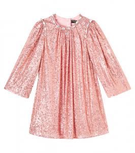 Платье с пайетками и декором от DG Dolce&Gabbana Kids, Pink