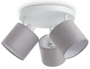 Paco Home Потолочный светильник "ANIKA", 3 лампочки, лампа E14 | без лампочки, можно использовать и как настенный светильник Ø 12,2 см, Высота: 19 см, бело-серый