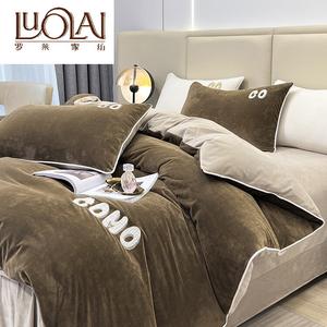 LUOLAI HOME Простыня 1,5 м стандарт: пододеяльник 200x230 см, 1 шт, велюр детский, класс А, цвет пальма