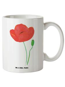 Белая кружка большого размера с рисунком цветка мака, без надписи. Mr. & Mrs. Panda
