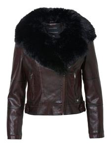 Стеганая куртка из искусственной кожи коричневого цвета KOROSHI