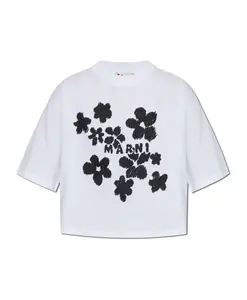 Футболка с цветочным узором Marni, белый
