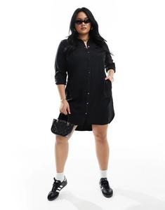 Черное джинсовое платье-рубашка Vero Moda Curve