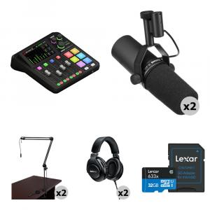 Комплект для подкастинга RODE RODECaster Duo для 2 человек с микрофонами SM7B, вещательными держателями и наушниками