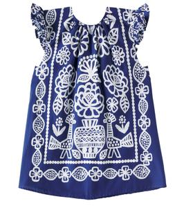 Платье из хлопка с цветочным принтом Fábula, Est Taua Fundo Azul Veludo