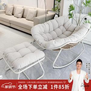 Purple Leaf Кресло-качалка xueli с подставкой для ног, серый ольфен, толстая подушка