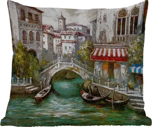 Подушка для улицы - Живопись - Масло - Вода - Траншея - Италия - 60x60 см - Устойчива к атмосферным воздействиям - Подушка для отдыха - Декор - Подушка для сна MuchoWow