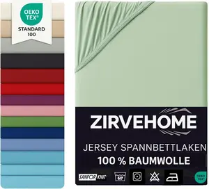 Простыня на резинке 140x200-160x200 см - Джерси, 100% хлопок - Комфортная простыня для матрасов глубиной до 30 см, простыня на резинке, эвкалипт Yadetextil