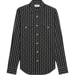 Рубашка Western в полоску Triomphe из хлопка CELINE, черный