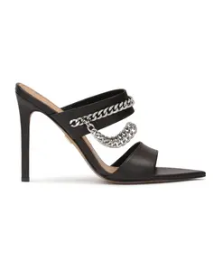 Кожаные мюли, украшенные каблуком и цепочкой. Kazar, черный
