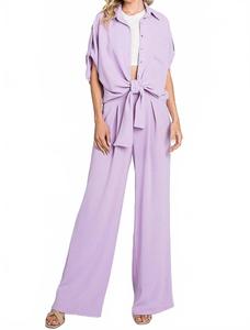 Широкие брюки-пуловеры лавандового цвета GEEGEE