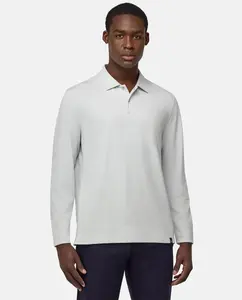 Мужская рубашка-поло прямого кроя с длинным рукавом Boggi Milano, белый