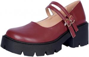 Женские туфли на платформе из кожи - Модные туфли Мэри Джейн - Удобные и дышащие - Подходят для повседневной носки HoaloX, Red