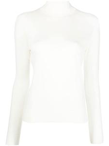 Theory джемпер в рубчик с высоким воротником, нейтральный цвет