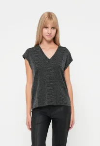 Футболка onlcarol с коротким рукавом и v-образным вырезом, с блестящим принтом в виде коробочек. Only, Black/Harlekin Silver-Coloured
