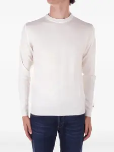 Шерстяной свитер с круглым вырезом WOOLRICH, белый