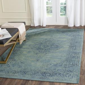 Ковер SAFAVIEH, 305 x 427 см, Vintage Collection, Turquoise & Multi, дизайн Oriental Medallion Distressed Viscose, идеально для помещений с высокой проходимостью в гостиной, спальне (VTG112-2220)