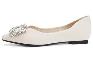 Повседневные туфли женские бежевые OMS, абрикосовые [с бантом]