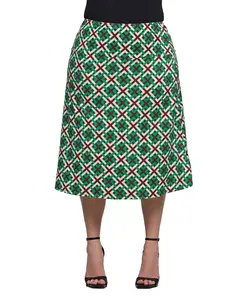 Удобная юбка до колена с принтом больших размеров и эластичным поясом 24seven Comfort Apparel, зеленый
