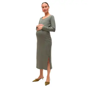 Платье Mamalicious Eva long sleeve midi, зеленый