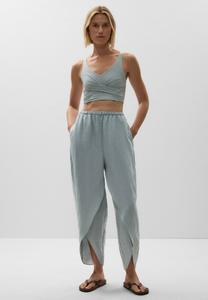 Брюки LINEN BARREL WITH ROUNDED SLITS OYSHO, сине-серый