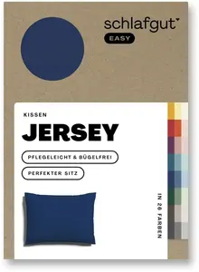 Наволочка Schlafgut "EASY Jersey", (1 шт.), наволочка на молнии, мягкая и впитывающая, наволочка 70х90 см, синий