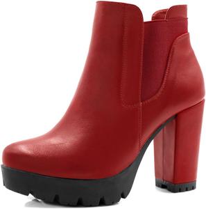 Женские ботильоны Allegra K на массивном высоком каблуке с платформой, Red