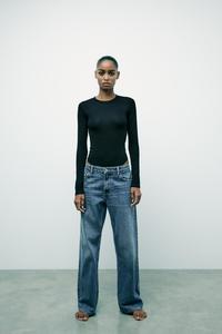 Боди из хлопкового модала ZARA, черный