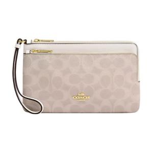 COACH Подписная кожаная сумка через плечо малая женская розово-белая, Pink & White