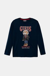 Детская хлопковая кофта с длинным рукавом Guess, темно-синий