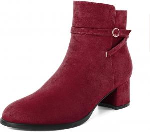 Женские ботильоны Zamikoo с массивным каблуком, круглым носком, боковой молнией и ремешком, стильные модельные ботинки, каблук 5 см, Burgundy