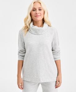 Укороченная однотонная блузка с длинными рукавами Style & Co, Slate Heather