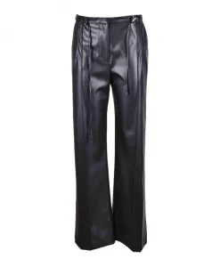 Черные широкие брюки из искусственной кожи Patrizia Pepe, черный