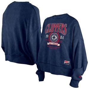 Женский свитшот oversized boxy pullover navy la clippers hardwood classics enzyme wash New Era