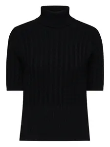 Свитер с высоким воротником и короткими рукавами Thom Browne, черный